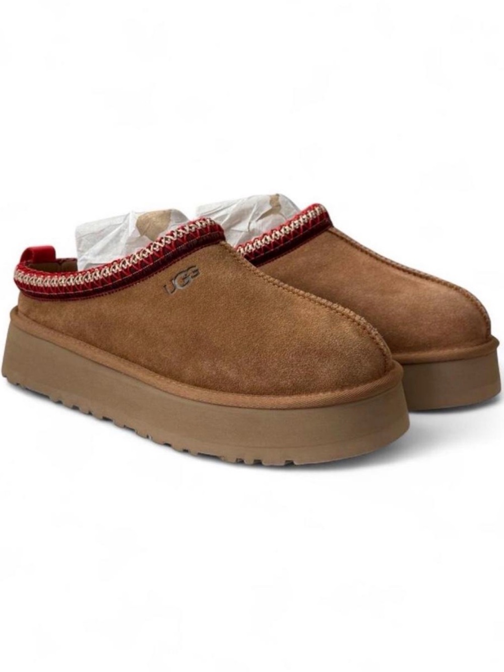 NWT-UGG Women’s Tazz II Platform Mule - Chestnut with Red Accent size 11